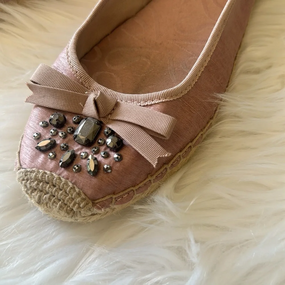 Simply Vera Wang Espadrille Sparkly Stones Flat Shoes Size 8.5